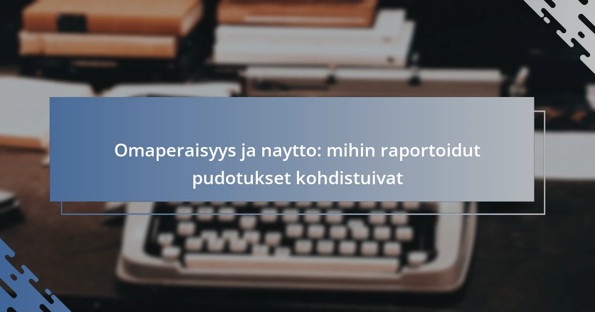 Omaperaisyys ja naytto: mihin raportoidut pudotukset kohdistuivat