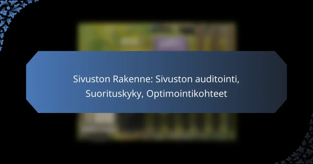 Sivuston Rakenne: Sivuston auditointi, Suorituskyky, Optimointikohteet