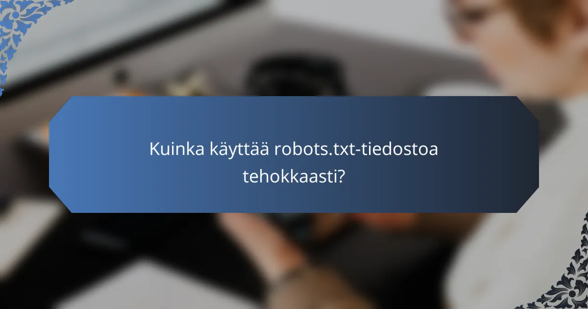 Kuinka käyttää robots.txt-tiedostoa tehokkaasti?