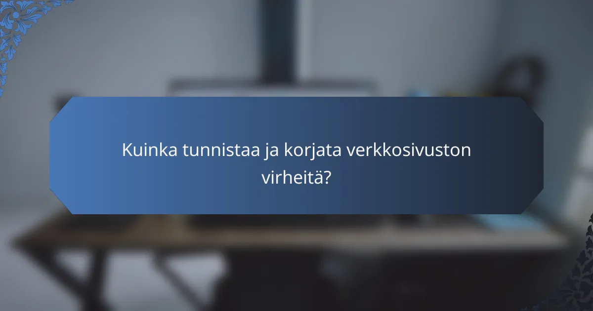 Kuinka tunnistaa ja korjata verkkosivuston virheitä?