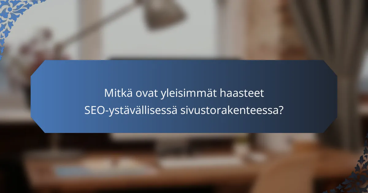 Mitkä ovat yleisimmät haasteet SEO-ystävällisessä sivustorakenteessa?